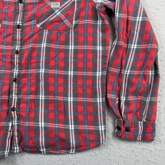 Denim & Supply Red White Blue Plaid Long Sleeve Collared Button Shirt Women’s XL - Picture 4 of 11